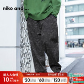 and 时尚 ...休闲裤 niko 男2025年夏季 新款 晕色日系阔腿裤 289230