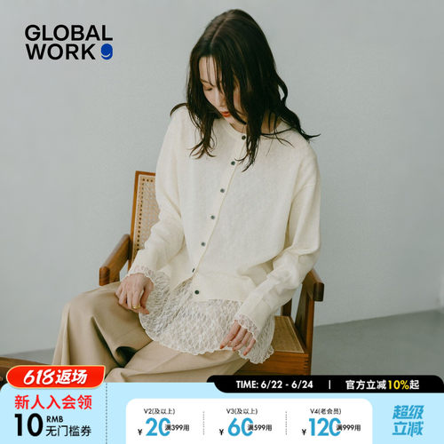 GLOBAL WORK 针织衫女2026夏季新款三色含亚麻薄款开衫650272
