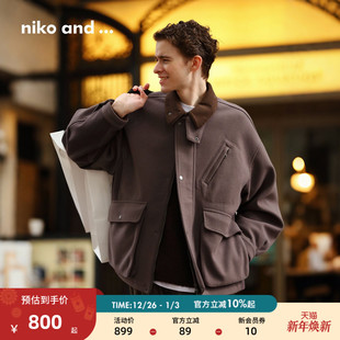 and 翻领长袖 ...外套男2025冬季 巴恩风猎装 夹克服492860 新款 niko