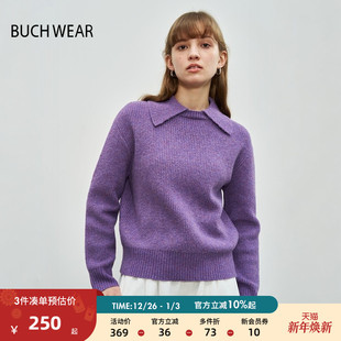 新款 女冬季 翻领日系简约纯色毛衣323349 WEAR毛针织衫 BUCH