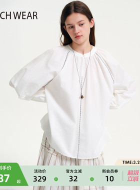BUCH WEAR衬衫女2026春季新款简洁刺绣棉质插肩上衣654292