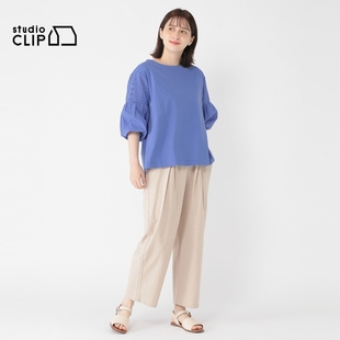 108635 女2025年春秋简约纯色通勤阔腿裤 studio CLIP休闲裤