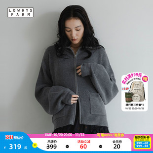 LOWRYS FARM 针织衫女26秋季新款坑条立领双拉链上衣1055861