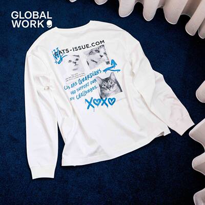 GLOBAL WORK cat's issue系列2026春季新款字母印花卫衣636064