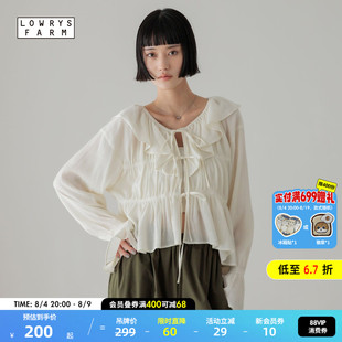 LOWRYS FARM衬衫女2026夏季新款荷叶领系带短款上衣638495