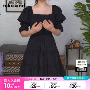 优雅公主风镂空纯色裙子908827 ...连衣裙女夏季 niko and