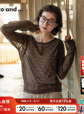 niko and ...上衣女2026春季新款薄款亨利领蕾丝长袖内搭329636