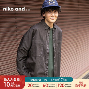 and 风简约长袖 ...衬衫 休闲翻领日系工装 上衣143170 男25春季 niko