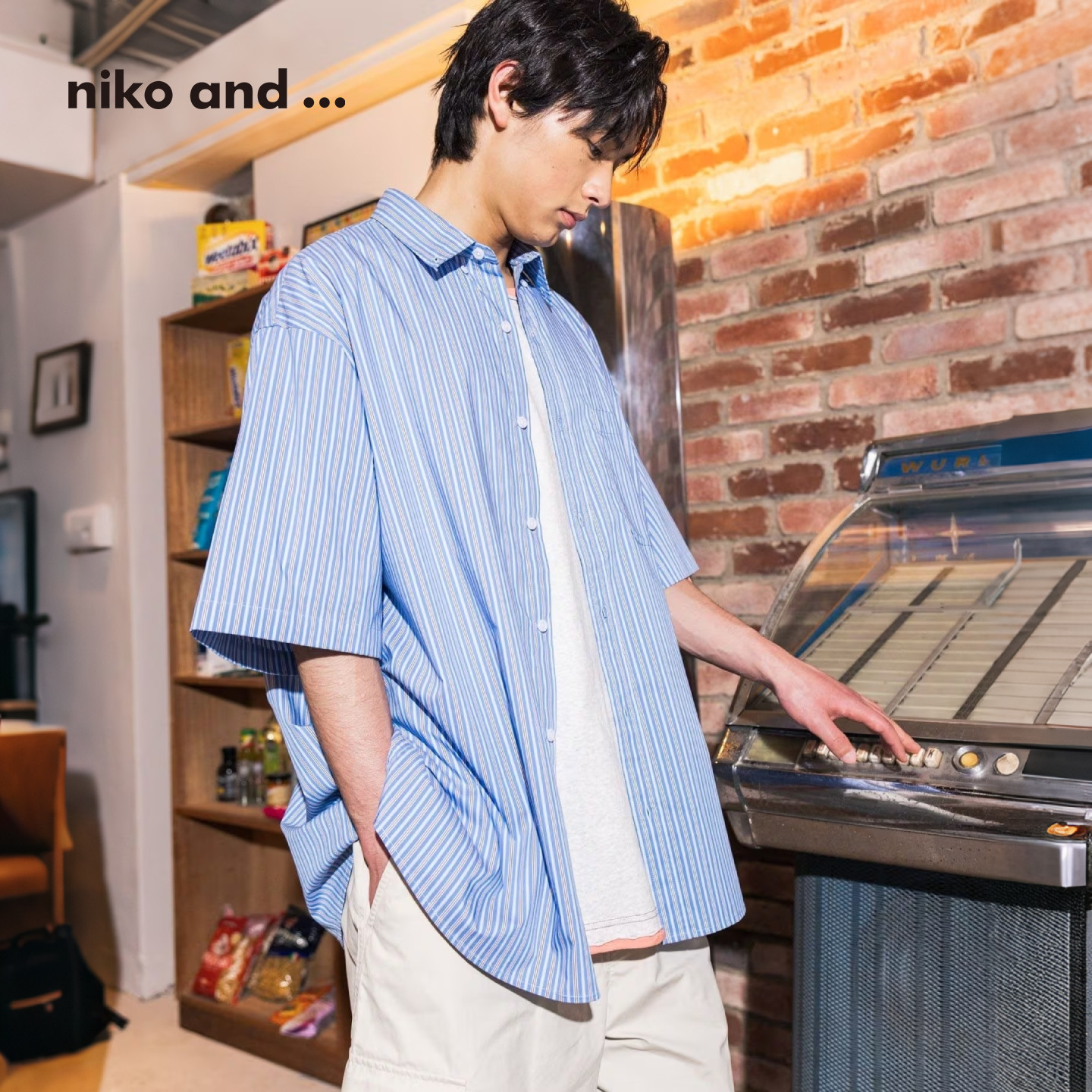 niko and ...衬衫男2026夏季新款日系复古格子条纹短袖上衣630113