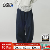 做旧折痕棉质宽松弯刀裤 GLOBAL 600980 女2026春季 新款 WORK 牛仔裤
