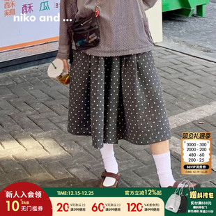 子女 ...裤 十五 2025秋冬新款 645258 niko 宽松休闲波点阔腿裤 and