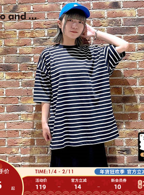 niko and ...T恤2025夏季新款含棉男女同款条纹短袖上衣574335