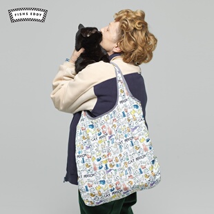 FISHS 背包Cats&Dogs系列日系小猫咪彩绘印花手提包952738 EDDY