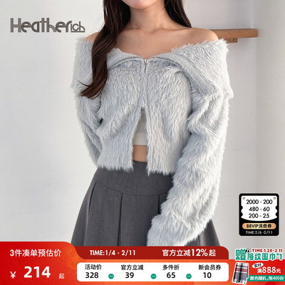 Heatherich毛针织衫女2026春季新款时尚大翻领毛绒毛衣283924