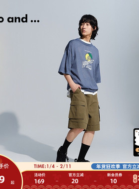 niko and ...休闲裤男夏季新款时尚纯色简约工装风短裤121065