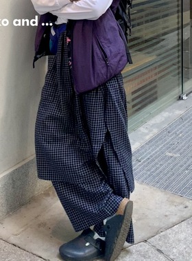 niko and ...裤子女[十五]2026年春季新款蓝格子设计感裤裙639824