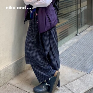子女 十五 2026年春季 niko 蓝格子设计感裤 ...裤 新款 裙639824 and