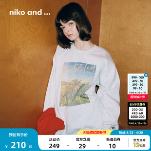 niko and ...那须马场系列2026春季新款圆领印花休闲卫衣594026