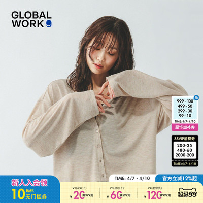 GLOBAL WORK 针织衫女2026春季新款纯色V领短款开衫636776