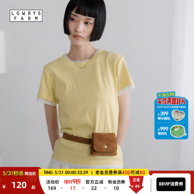 LOWRYS FARMT恤女2026夏季新款日系清新拼色设计短袖上衣748287