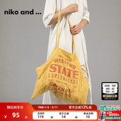 niko and ...单肩包2025春夏大容量复古印花通勤帆布包149369