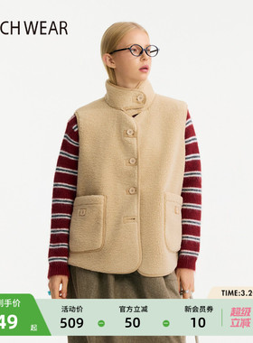 BUCH WEAR马甲女2025冬季新款巴恩风仿羊羔绒无袖外套602743