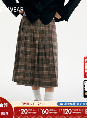 BUCH WEAR半身裙女2026春季新款日系格纹学院少女风长裙602704
