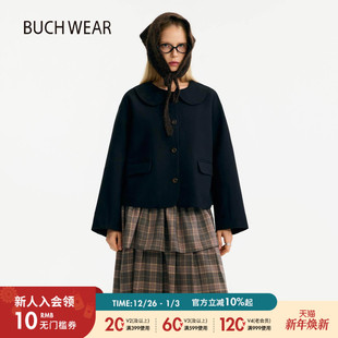 棉质复古甜美娃娃领上衣613379 新款 BUCH WEAR短外套女2025冬季