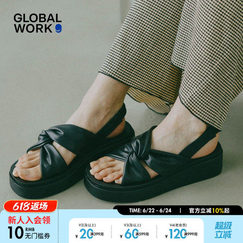 GLOBAL WORK 凉鞋女2026新款日系时尚气质露趾通勤鞋子684850