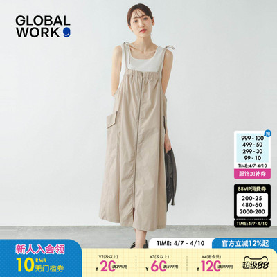 GLOBAL WORK 连衣裙女2026夏季新款大口袋宽松拉链背带裙637354