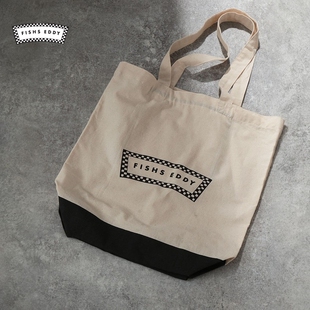 撞色黑白配休闲托特包347192 帆布包新款 FISHS EDDY时尚