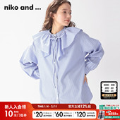 and ...衬衫 女25年春季 niko 日系甜美花边领蝴蝶结上衣 185756