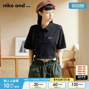 and 多巴胺穿搭短款 niko ...T恤女夏季 909974 短袖 polo衫