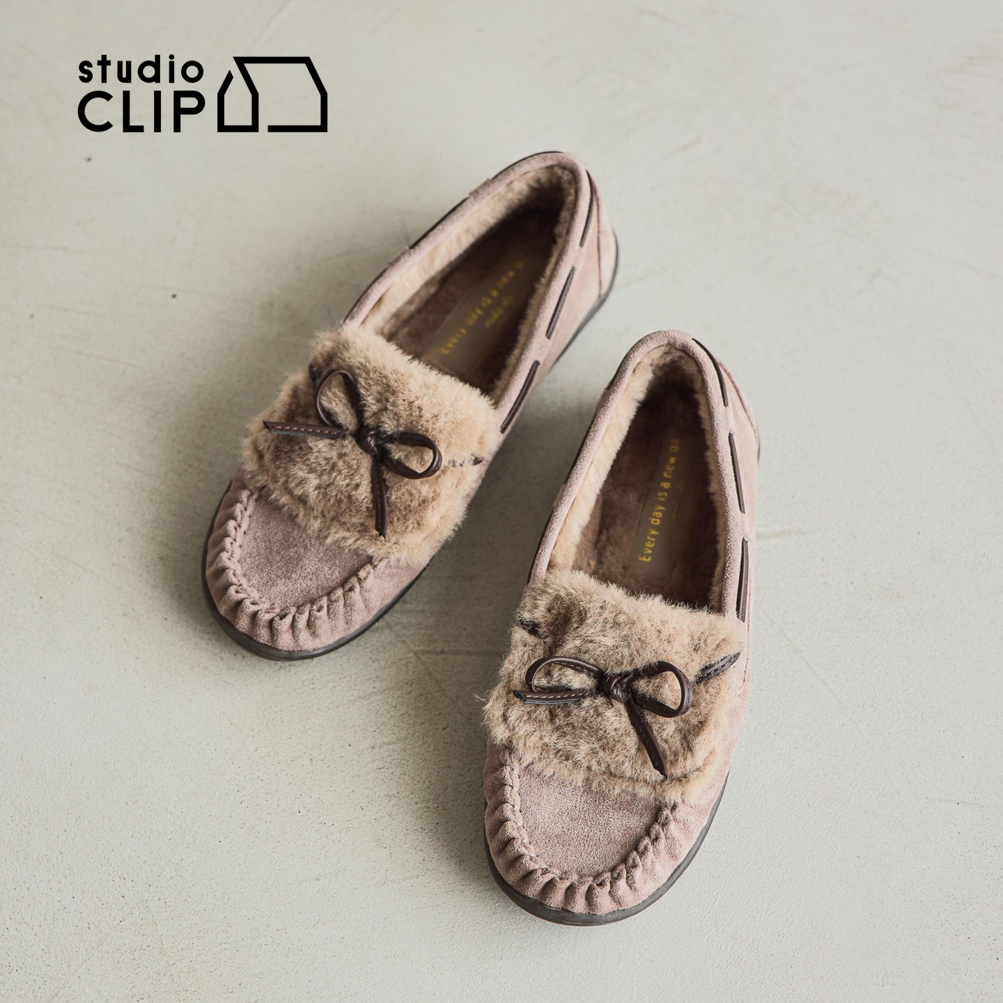 studio CLIP 鞋子女2025新款复古蝴蝶结加绒一脚蹬豆豆鞋577159