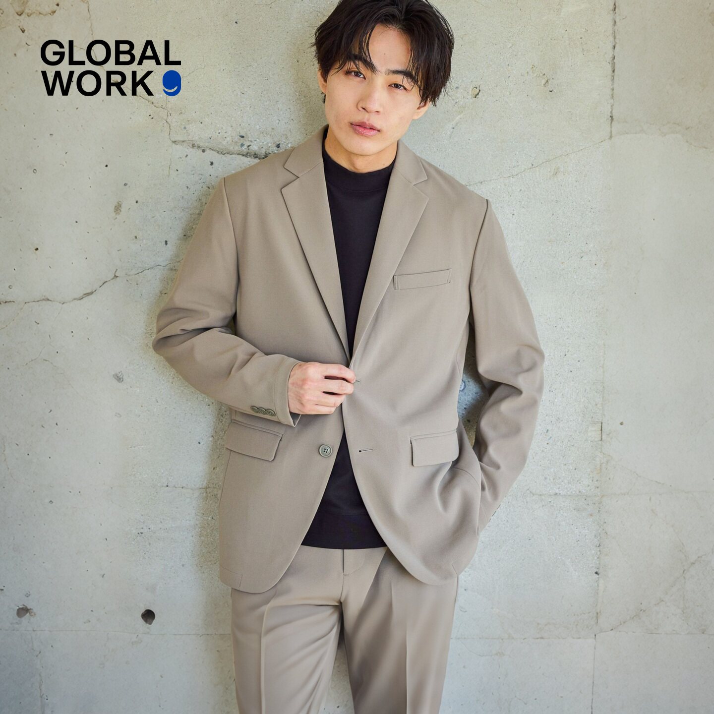 GLOBAL WORK 西服男2026秋季新款单粒扣平驳领通勤西装外套612411