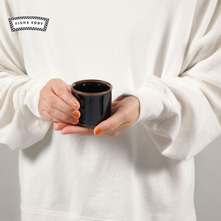 FISHS 创意可爱家用简约复古无把陶瓷杯150523 EDDY水杯新款