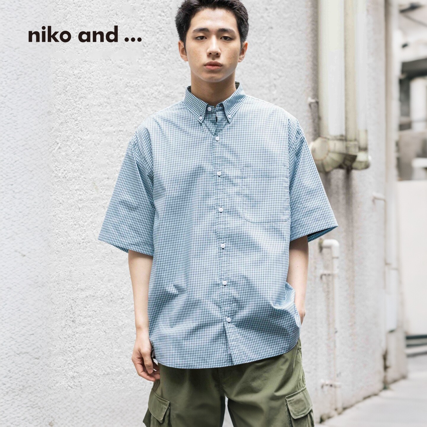 niko and ...衬衫男2026夏季新款日系复古格子条纹短袖上衣630113
