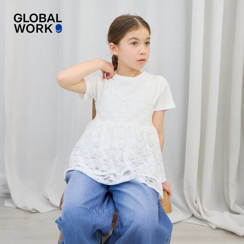 GLOBAL WORK 套装儿童2026夏季新款蕾丝吊带T恤两件套646218