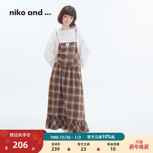 新款 ...连衣裙女2025秋季 棉质日系格纹吊带裙459422 and niko