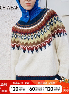 BUCH WEAR毛针织衫女2025春季宽松圆领费尔岛毛衣253176