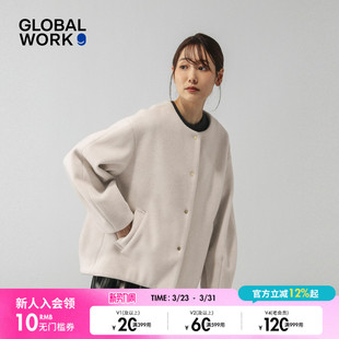 圆领宽松温柔风夹克衫 新款 494079 WORK呢子外套女2025冬季 GLOBAL