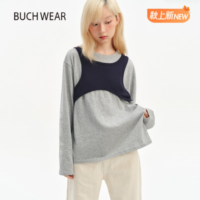 BUCH WEART恤女2026秋季新款含棉立体背心假两件长袖上衣1068721