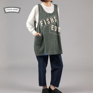 FISHS 创意字母简约家用厨房围裙151073 EDDY围裙女2025新款