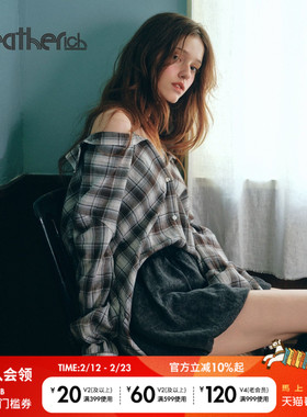 Heatherich衬衫女2026春季新款多穿式格纹宽松休闲上衣590779