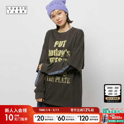 FISHS EDDY T恤女2026春季新款棉质假两件长袖休闲上衣600611