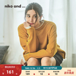 新款 niko 女2025冬季 ...针织衫 宽松廓形圆领假两件毛衣580983 and