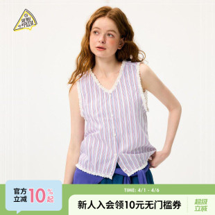 PIZZA衬衫 SEE YOU 蕾丝花边条纹背心491038 女26年夏新款