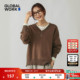 WORK 毛衣女2025冬季 新款 GLOBAL 简约V领宽松针织衫 571342