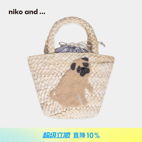 niko and ...手拎包2025新款动物仿草编包可爱便携手拿提包328168