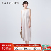 BAYFLOW连衣裙女春夏纯色V领开叉简约无袖 长裙277093